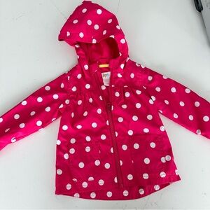 Circo Baby Girl Pink and White Polka Dot Hooded Rain / Wind Jacket 12 Months 🩷🤍